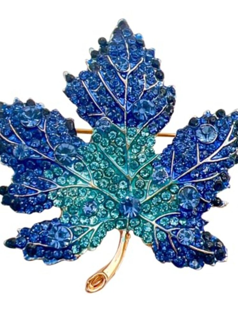 Crystal Maple Leaf Lapel Pin, Vintage Red Autumn Fall Leaves Brooch Pin